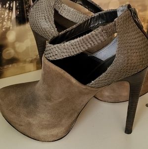 Jessica Simpson suede snakeskin heeled booties US 7.5